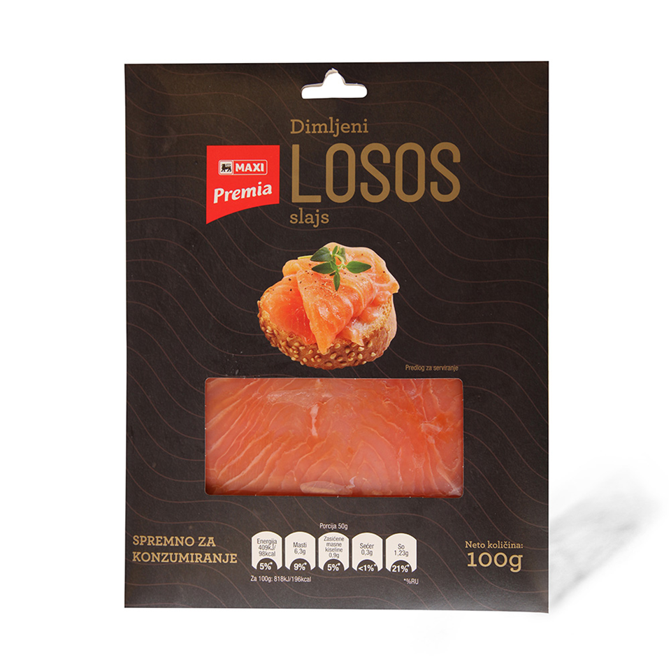 Dimljeni losos slajs Premia 100g