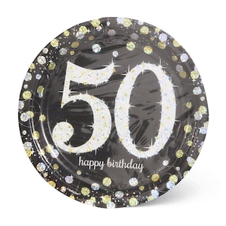 Sparkl 50 Gold tanjirici 1/8 Amscan 23cm