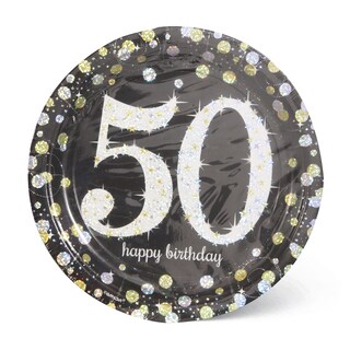 Sparkl 50 Gold tanjirici 1/8 Amscan 23cm