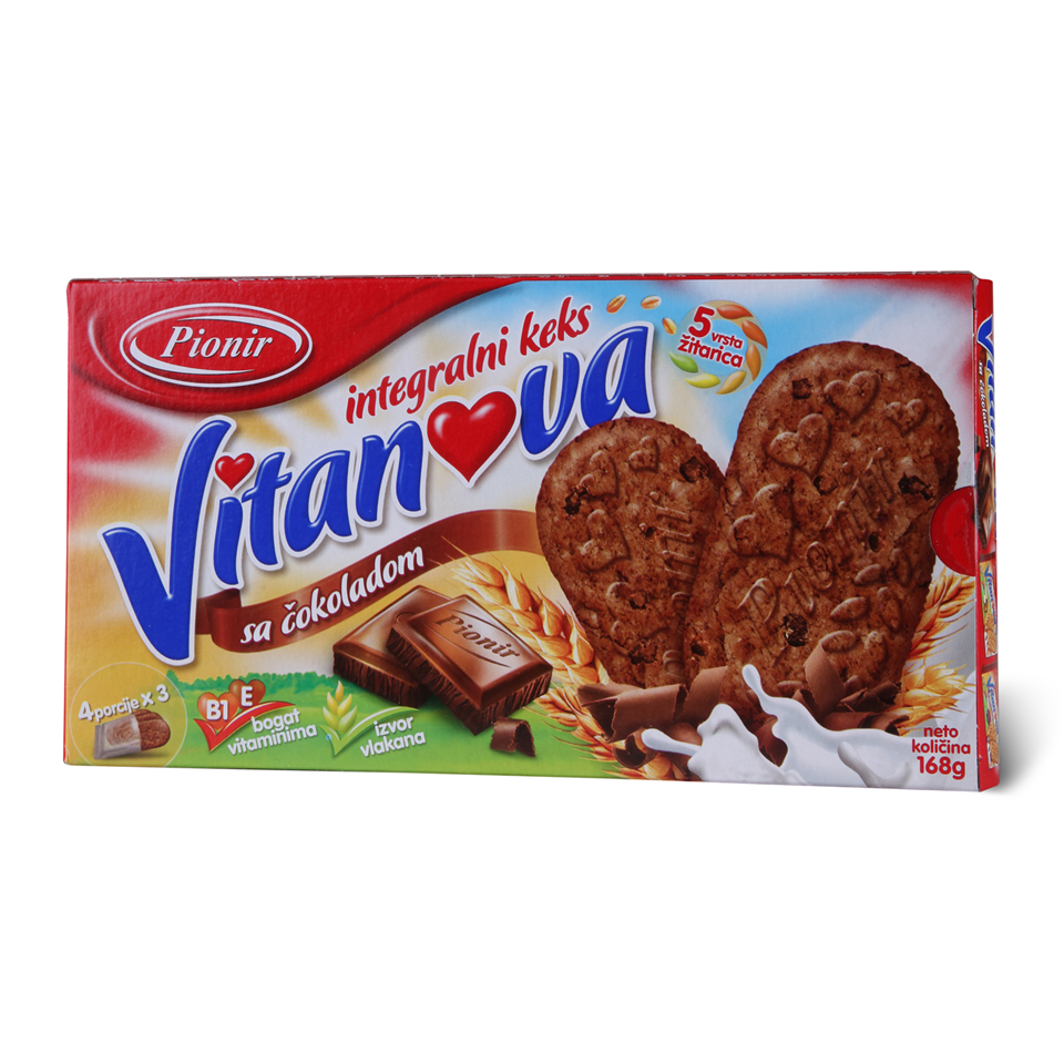 Keks integralni Vitanova cokolada 168g