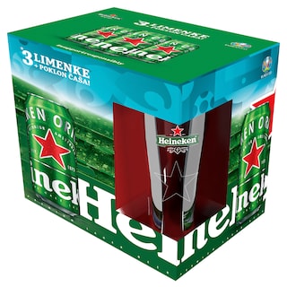 Pivo Heineken limenka 3x0.5l+casa