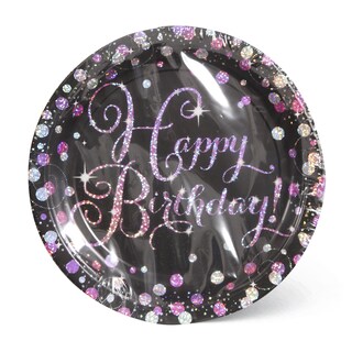 Sparkl pink tanjirici Bday1/8-23cmAmscan