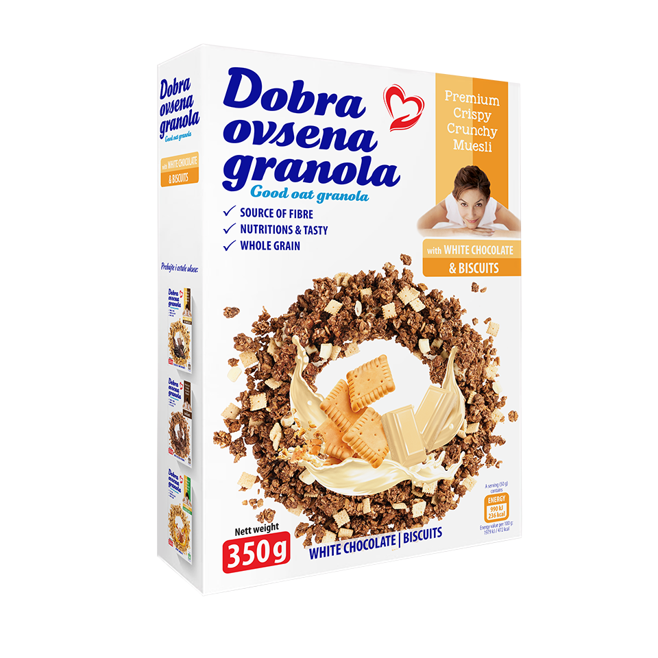 Dobra ovs.granola bela cokol/keks 350g