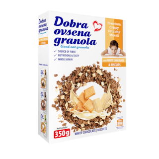 Dobra ovs.granola bela cokol/keks 350g