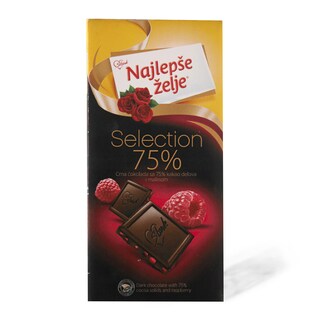 Selection crna 75% malina NZ 75g