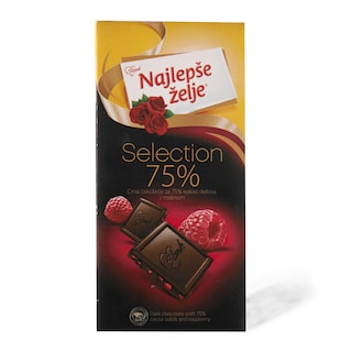 Selection crna 75% malina NZ 75g