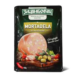 Mortadela sa maslin.Zlatiborac slajs125g