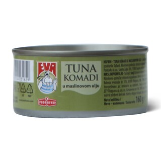 Tuna komadi u maslinovom ulju Eva 160g