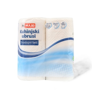 Kuhinjski ubrus beli Maxi 3sl 2/1