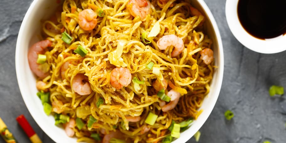 Pečene nudle sa škampima