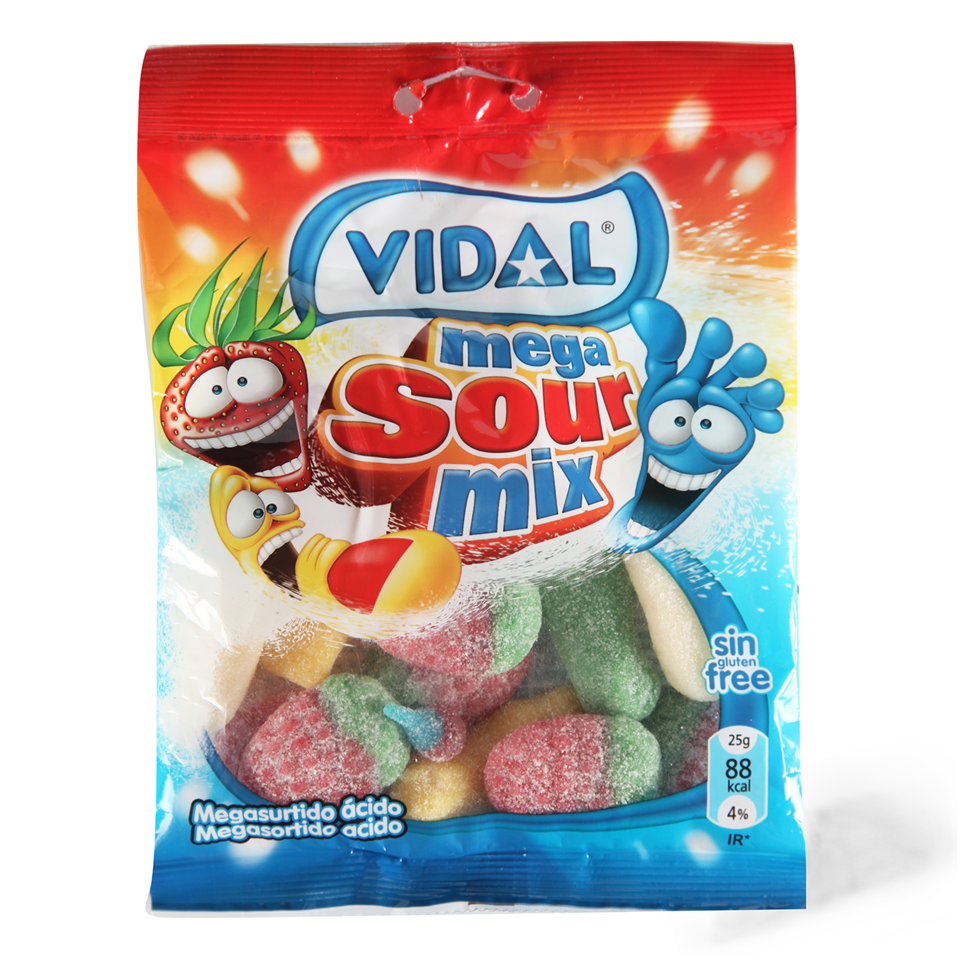 Bombona gumena Vidal Mega kiseli mix100g