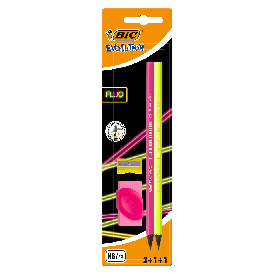 Grafitna Evolution fluo 2+gumica+rezac