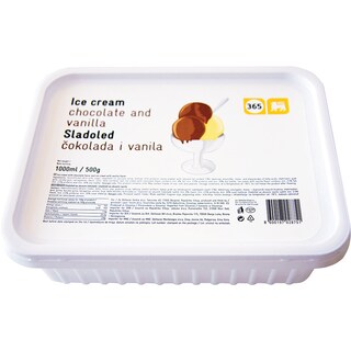 Sladoled cokolada vanila 365 1l/470g