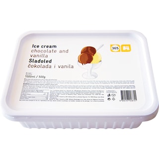 Sladoled cokolada vanila 365 1l/470g