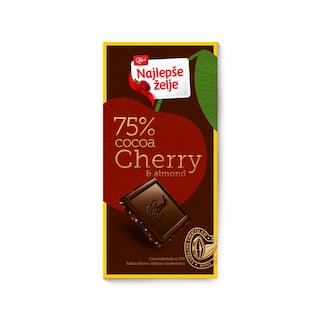 Cokolada crna 75% visnja i badem NZ 75g