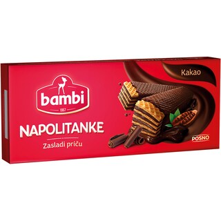 Napolitanke prelivene kakaom Bambi 140g