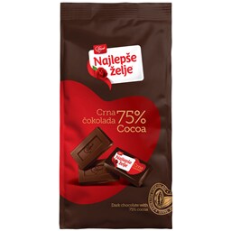 Cokolada Najlepse zelje crna mini(75%cacao) 5g/150g, Atlanti