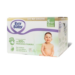 Pelene Evybaby Cotton 5 junior 72 kom