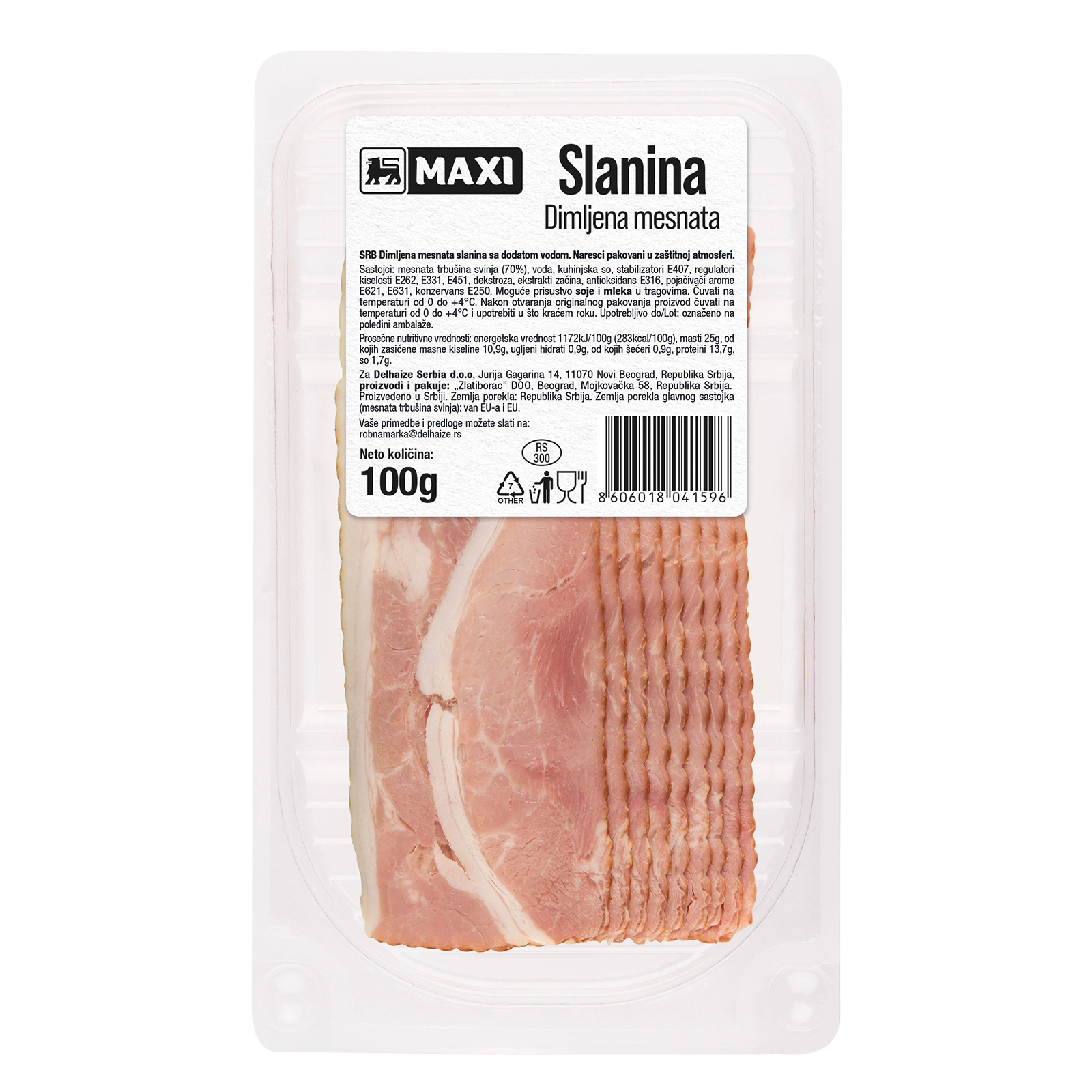 Slanina mesnata u zast.atm.Maxi 100g