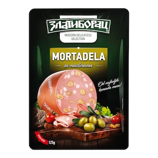 Mortadela sa maslin.Zlatiborac slajs125g