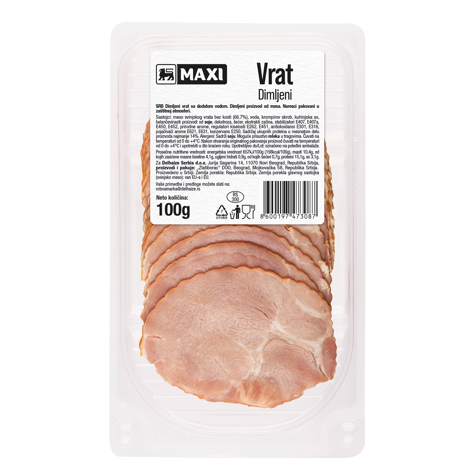 Dimljeni svinjski vrat Maxi 100g