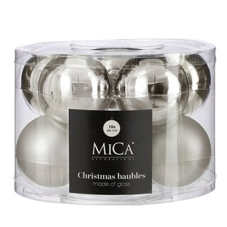 Ng stakl.kugle srebr.10kom 6cm 861