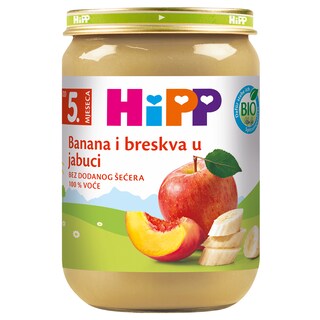 Kasica Hipp banana,breskva u jabuci 190g
