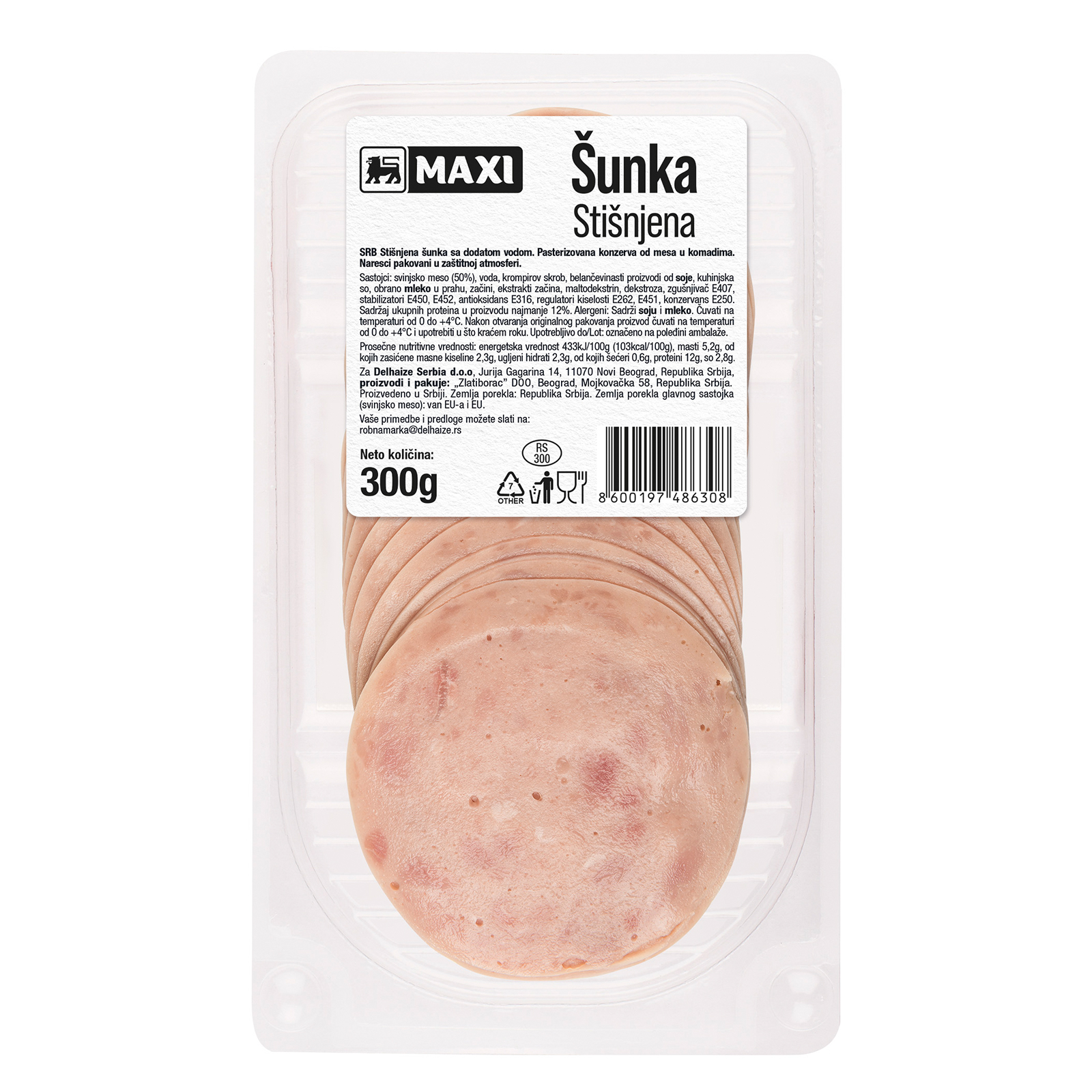 Stisnjena sunka slajs Maxi 300g