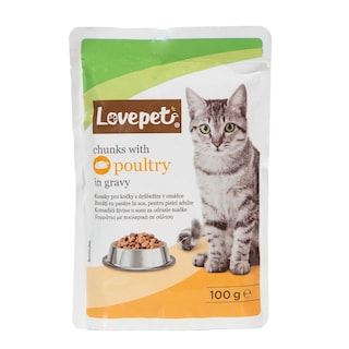 Porcija za macke zivina Love Pet 100g