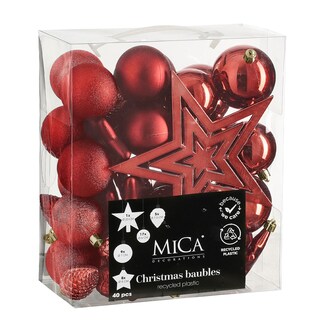 Ng set ukrasa za jelku crv.40kom 8cm 004