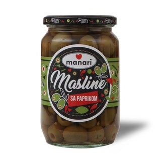 Masline zelene sa paprikom Manari 680g