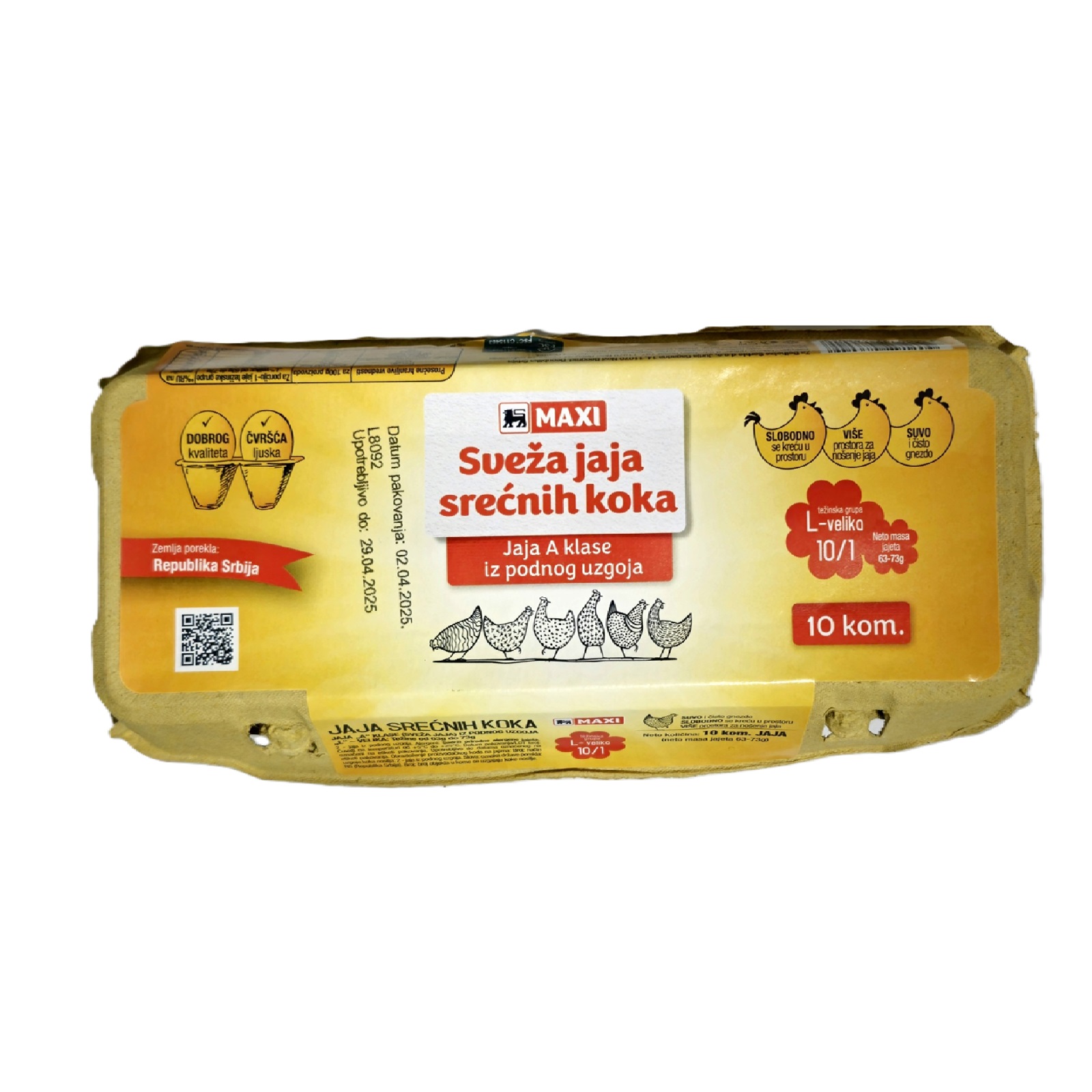 Jaja iz podnog uzgoja Maxi 10/1 L